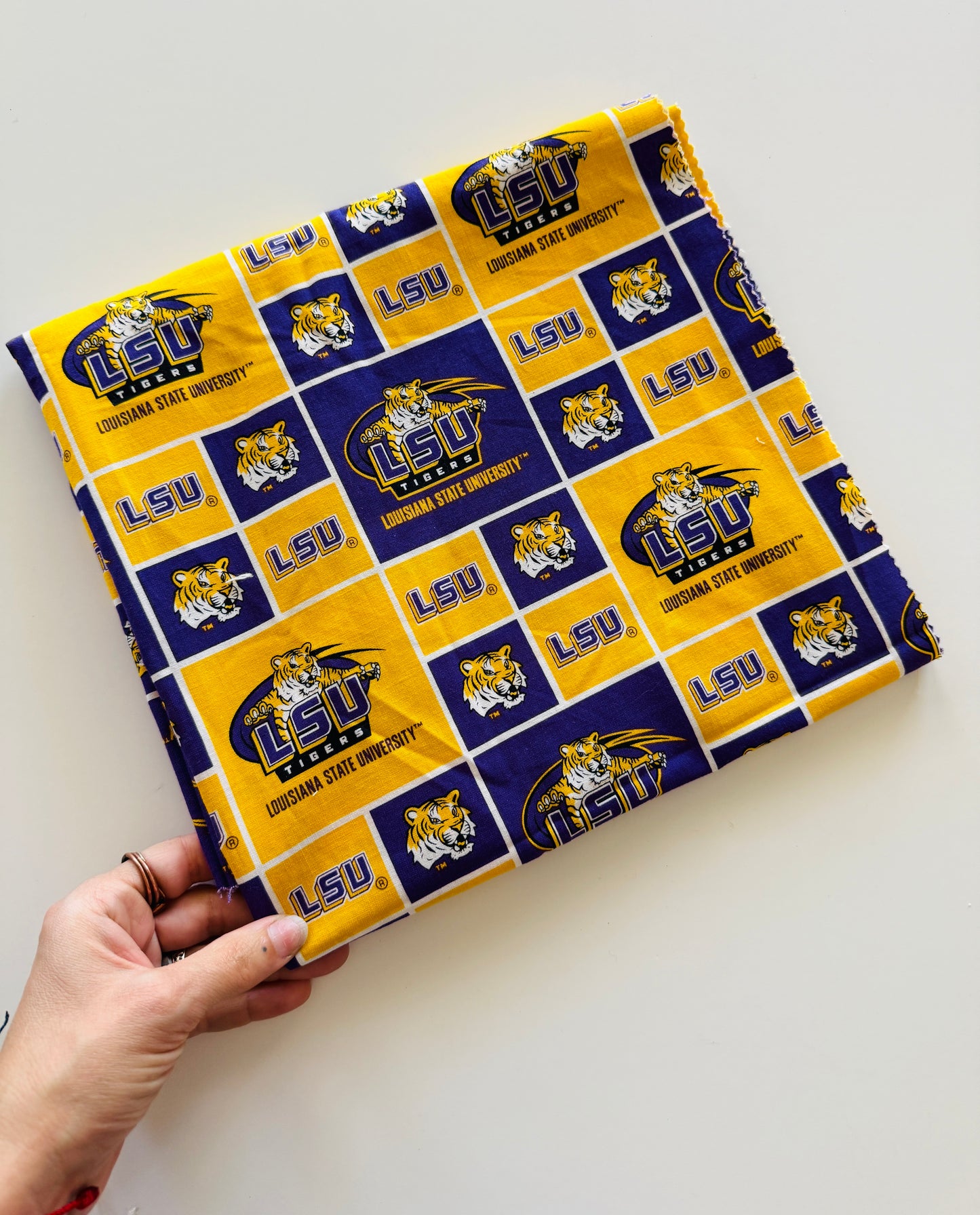 Louisiana State LSU Cotton Fabric, 42”X 37”