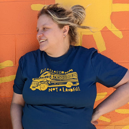 Fill A Classroom Shirt - Navy with Yellow