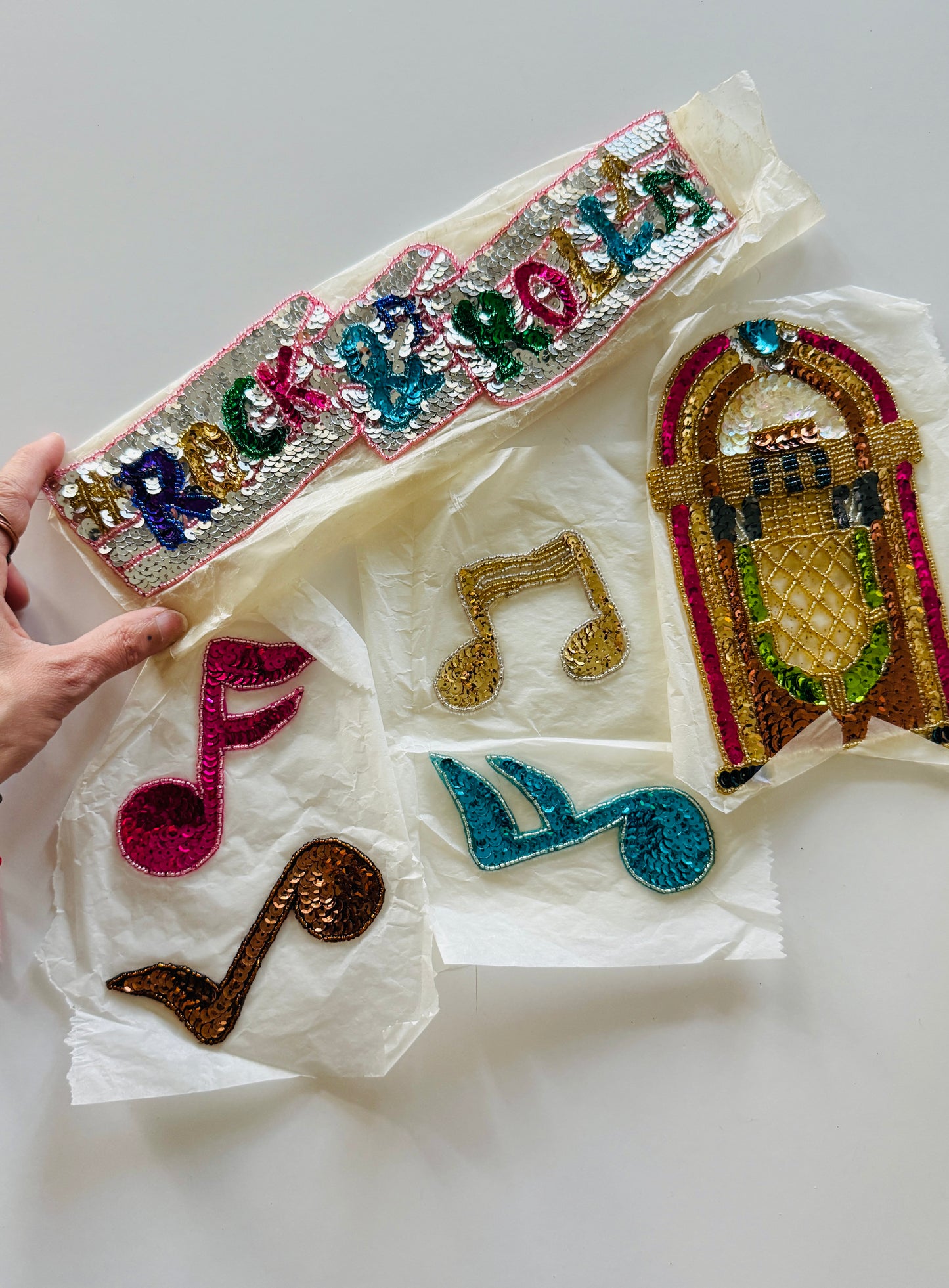 Rock N Roll Sequin/Beaded Appliqué/Patches Set