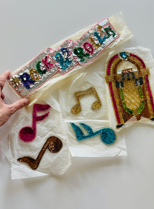 Rock N Roll Sequin/Beaded Appliqué/Patches Set