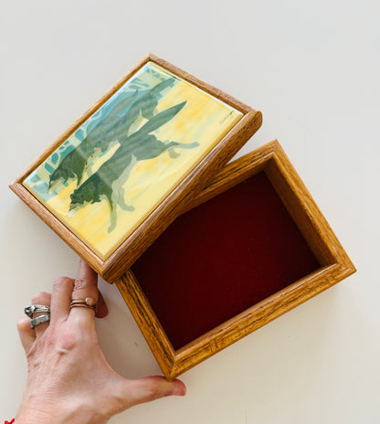 Vintage W. Morgan Wooden Box - Wolves