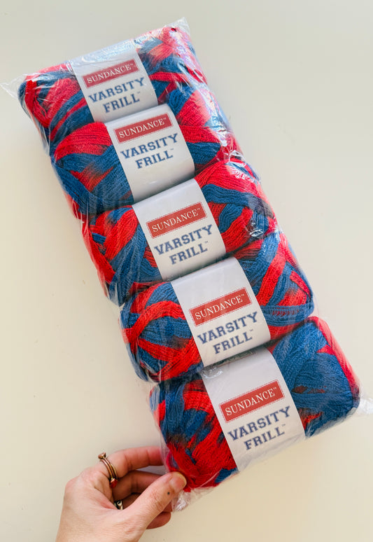 Sundance Varsity Frill Yarn - set of 5 BLUES/RED