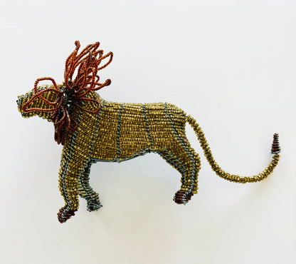 Vintage Hand-Beaded Lion Figurine