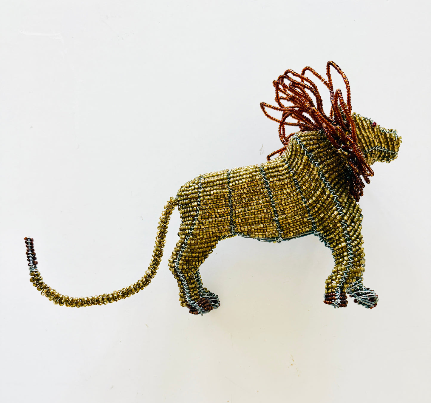 Vintage Hand-Beaded Lion Figurine