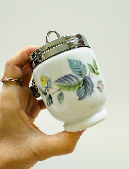 Vintage Royal Worcester Porcelain Egg Coddler - Blue Florals