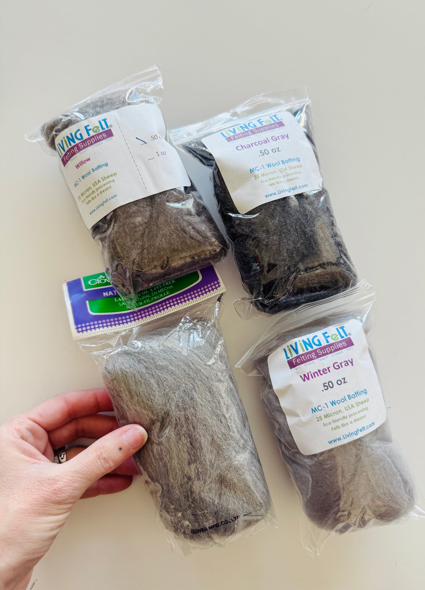 Grey Roving Bundle - set of 4