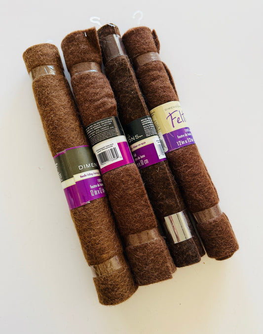 Brown Felt Sheets - set of 4