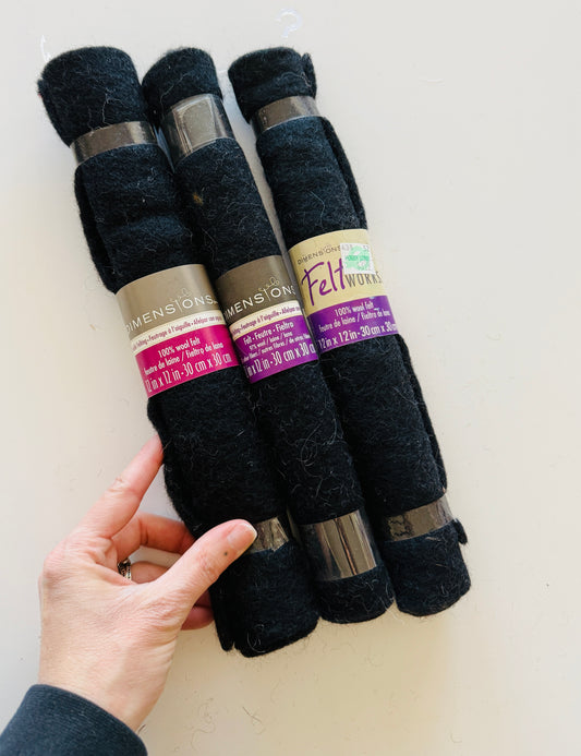 Black Felt Sheets - set of 3