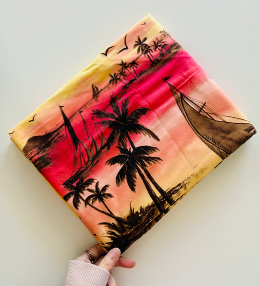 Pink/Orange Hawaiian Cotton Fabric - 2 yard 44 wide